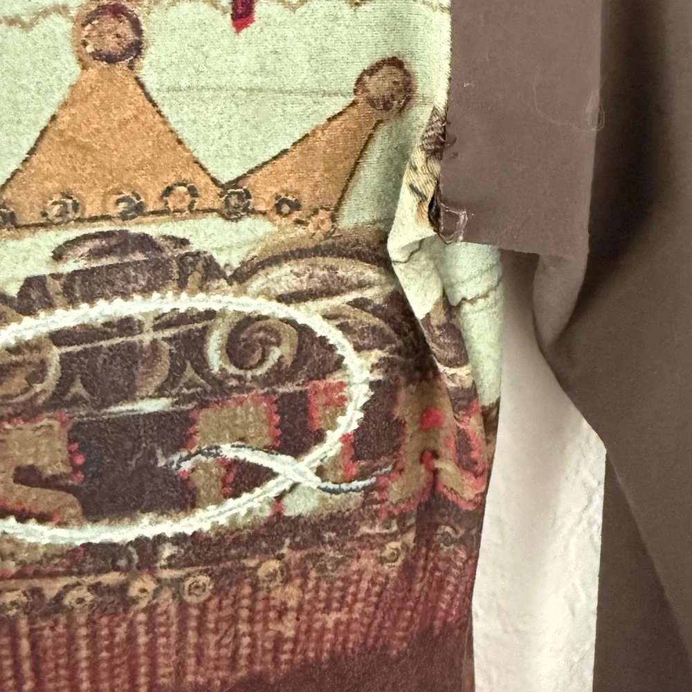 Bohemian Maroon Patchwork Long Sleeve Dress - Picture 7 of 10